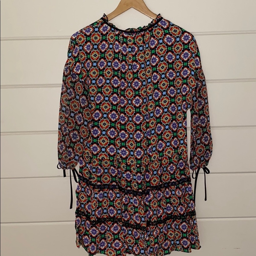 Alice + Olivia Arnette Palace Tile Tiered Tunic Mini Dress Size Medium - Picture 7 of 8